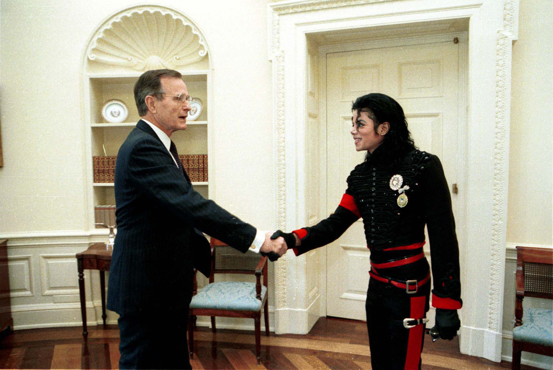 George H.W. Bush with Michael Jackson